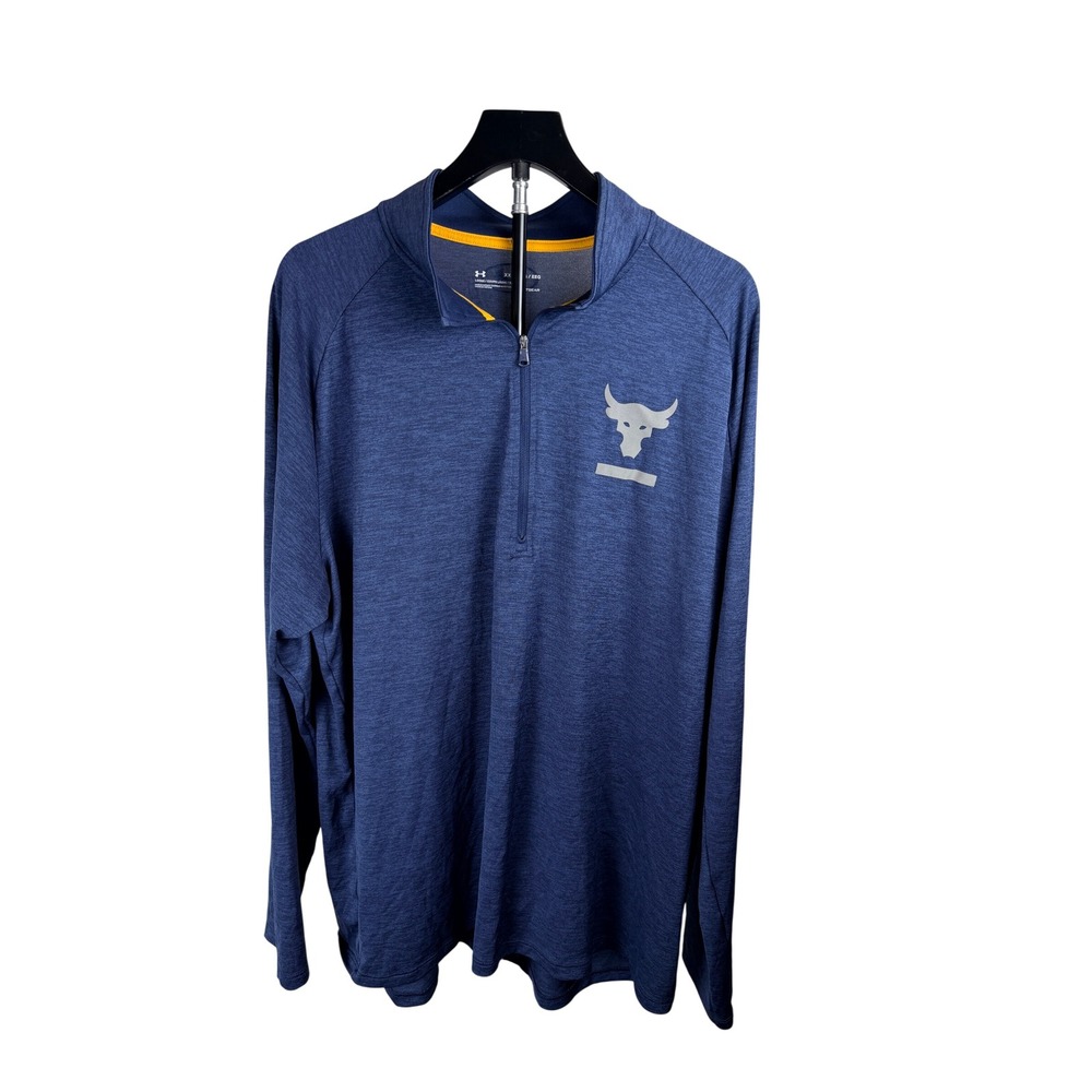 Under Armour Project Rock 1/4 Zip Pullover Mens XXL Blue 1345822 Brahma Bull